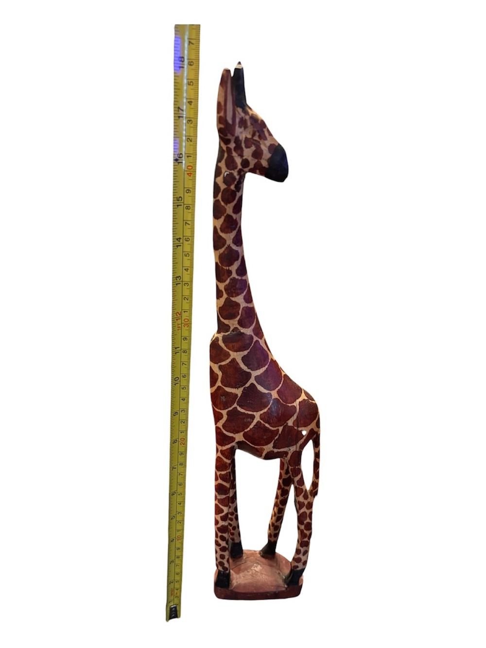 🦒 Vintage Hand-Carved Wooden Giraffe Statues - Set of 2 - 18” Tall - Picture 5 of 5